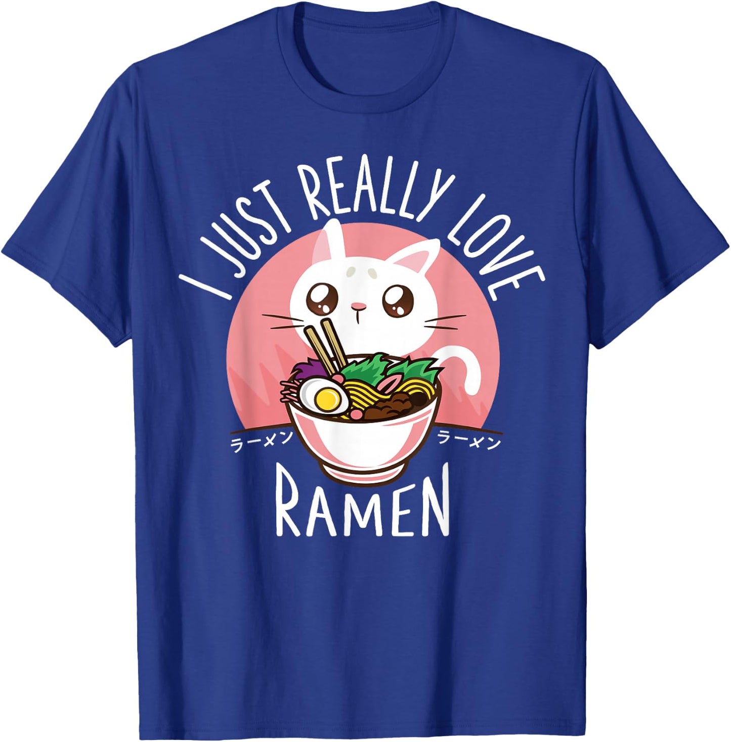 Funny Cat Ramen Anime Merch Kawaii Clothes Graphic Men T-Shirt - T-Shirt | Royal