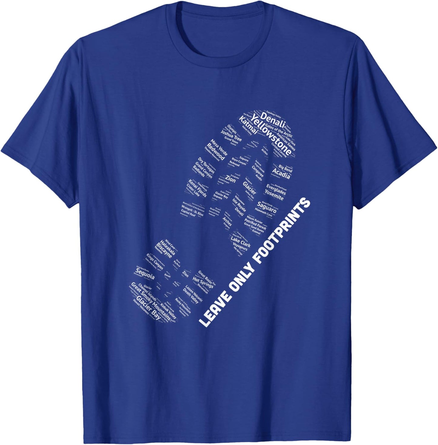National Parks Boot Print Shirt Listing All National Parks T-Shirt - T-Shirt | Royal