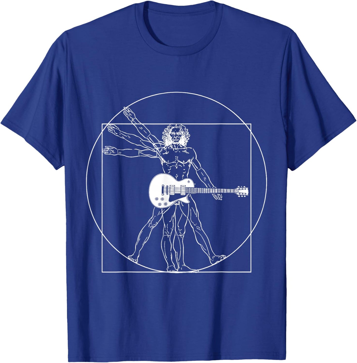 Vitruvian Man Guitar Da Vinci Guitarist T-Shirt - T-Shirt | Royal