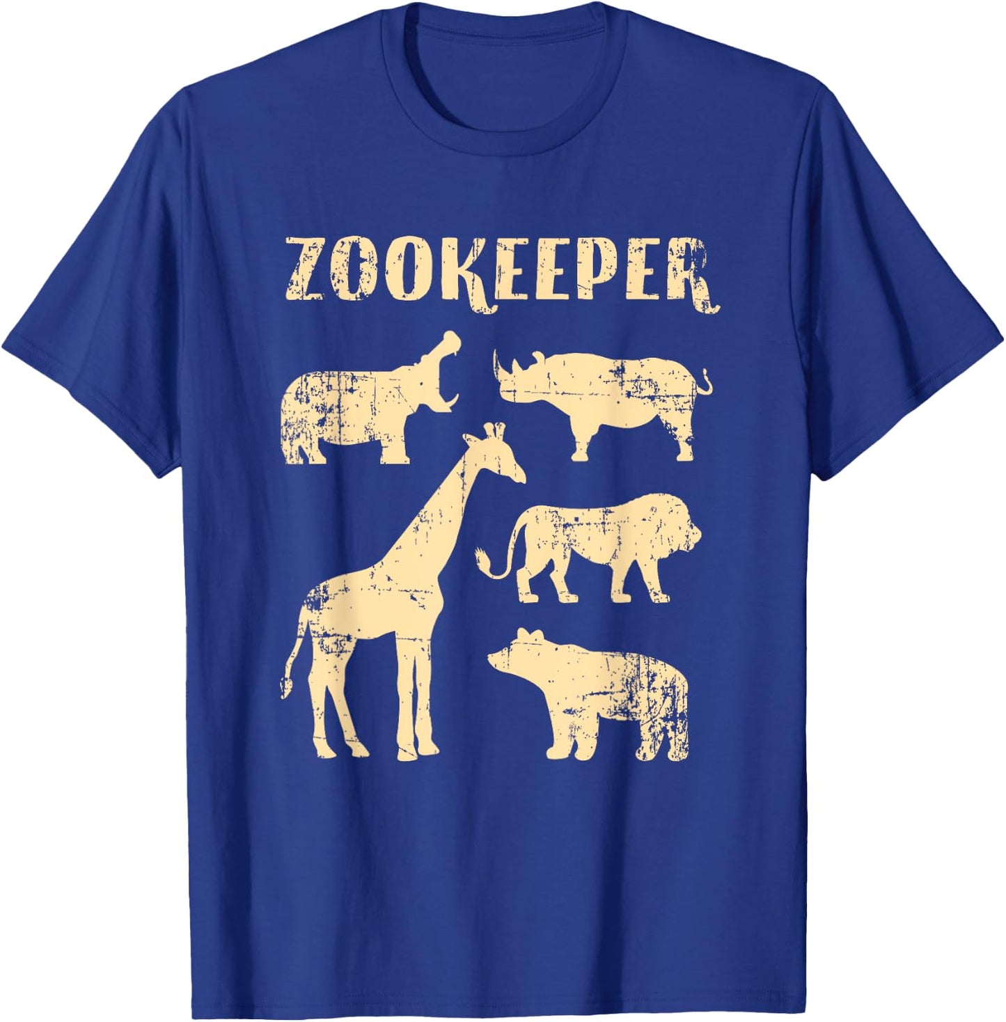Zookeeper Gifts Beige Text Zoo Keeper Shirt Vintage Animal T-Shirt - T-Shirt | Royal