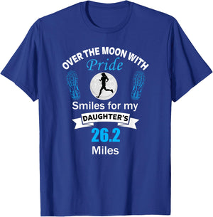 Marathon Support Shirt Runner Daughter For Mom and Dad T-Shirt - T-Shirt | Royal