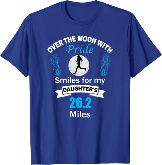 Marathon Support Shirt Runner Daughter For Mom and Dad T-Shirt - T-Shirt | Royal