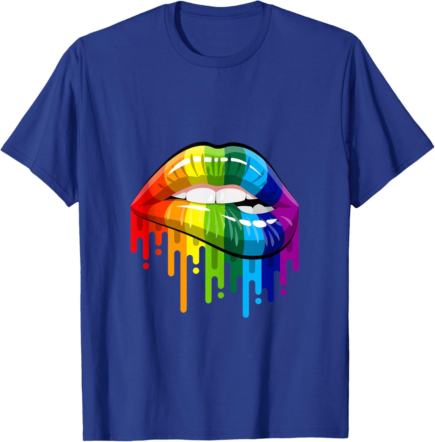 80's Sexy Colorful Graphic Lips, Women Printed Design Lips T-Shirt - T-Shirt | Royal