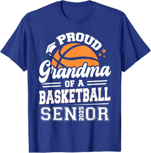 Proud Grandma Of A 2025 Senior Basketball Graduation T-Shirt - T-Shirt | Royal