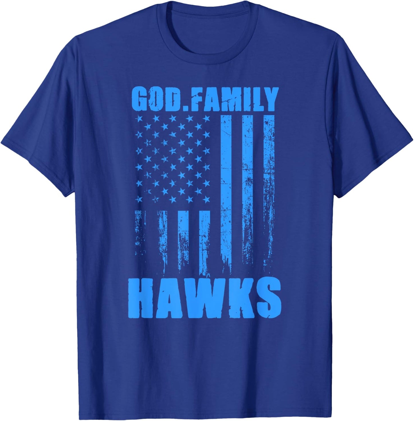 Hanover Hawks God. Family. Vintage USA Flag T-Shirt - T-Shirt | Royal