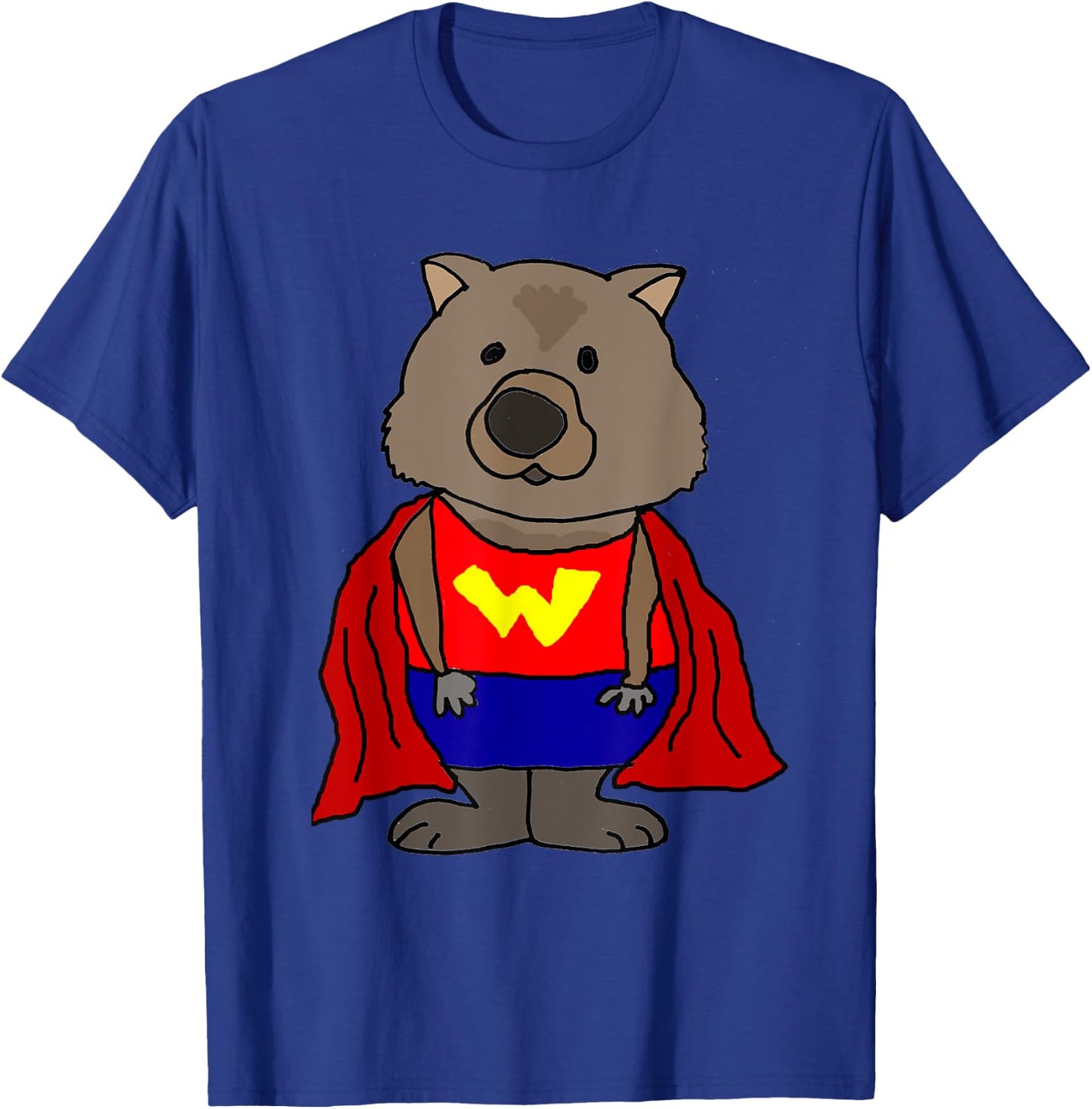 Smilemoretees Funny Wonder Wombat Superhero T-Shirt - T-Shirt | Royal