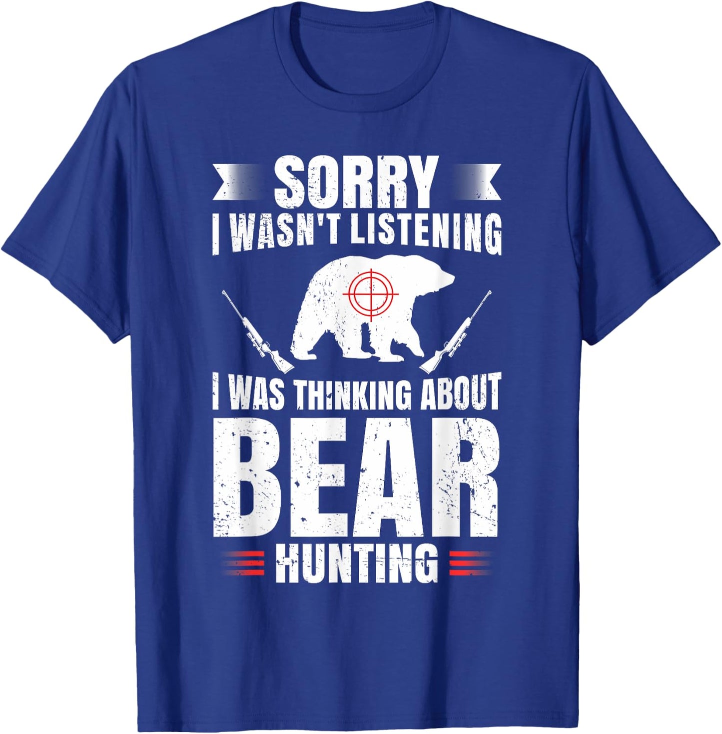Funny Bear Hunting Lover Fan Hunter Hobby Gun Wildlife Gift T-Shirt - T-Shirt | Royal