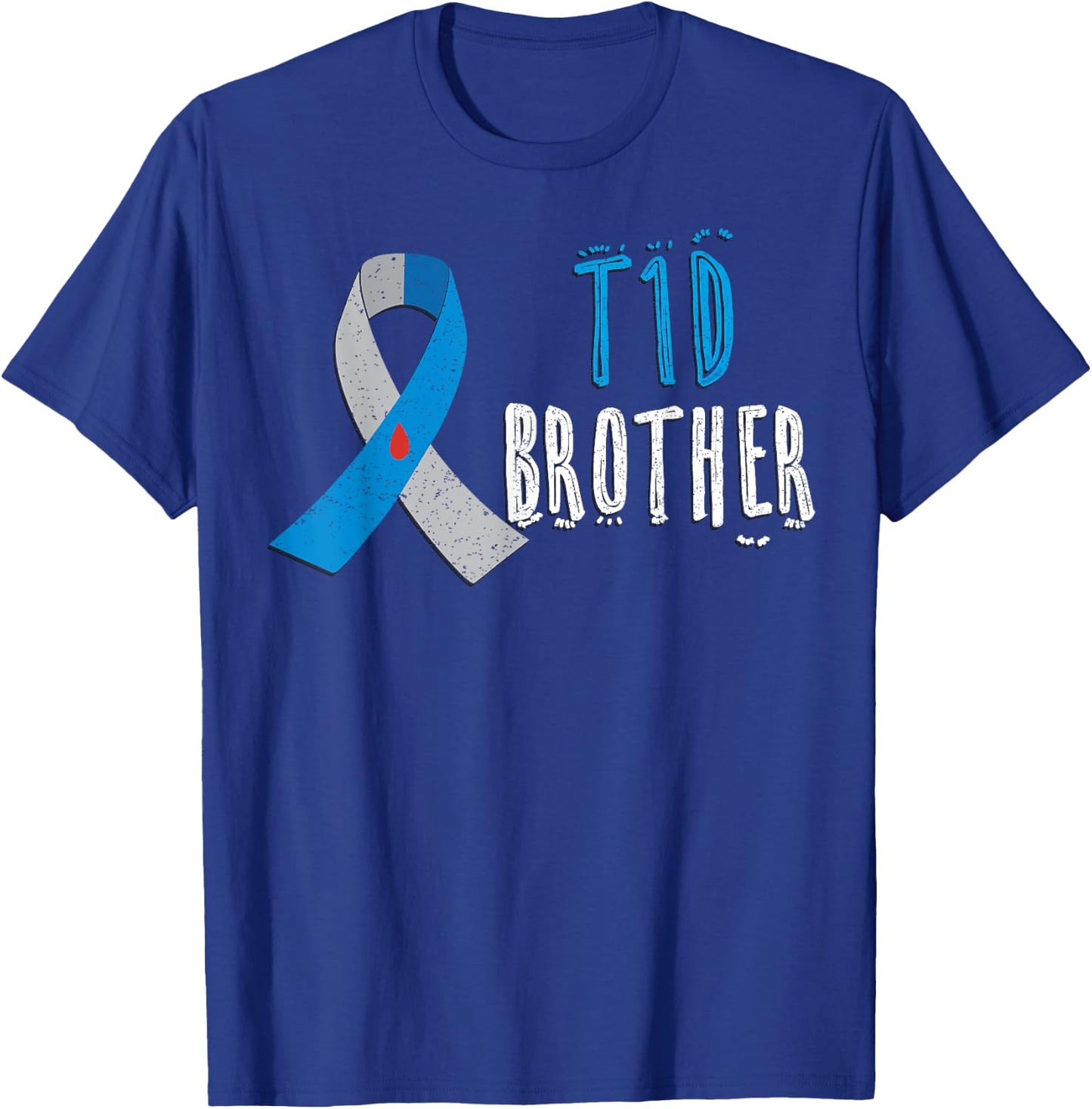T1D brother blue ribbon type 1 diabetes awareness boys gift T-Shirt - T-Shirt | Royal