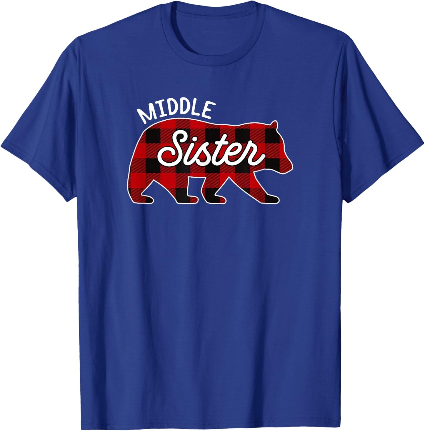 Middle Sister Bear Red Buffalo Plaid Matching Family T-Shirt - T-Shirt | Royal