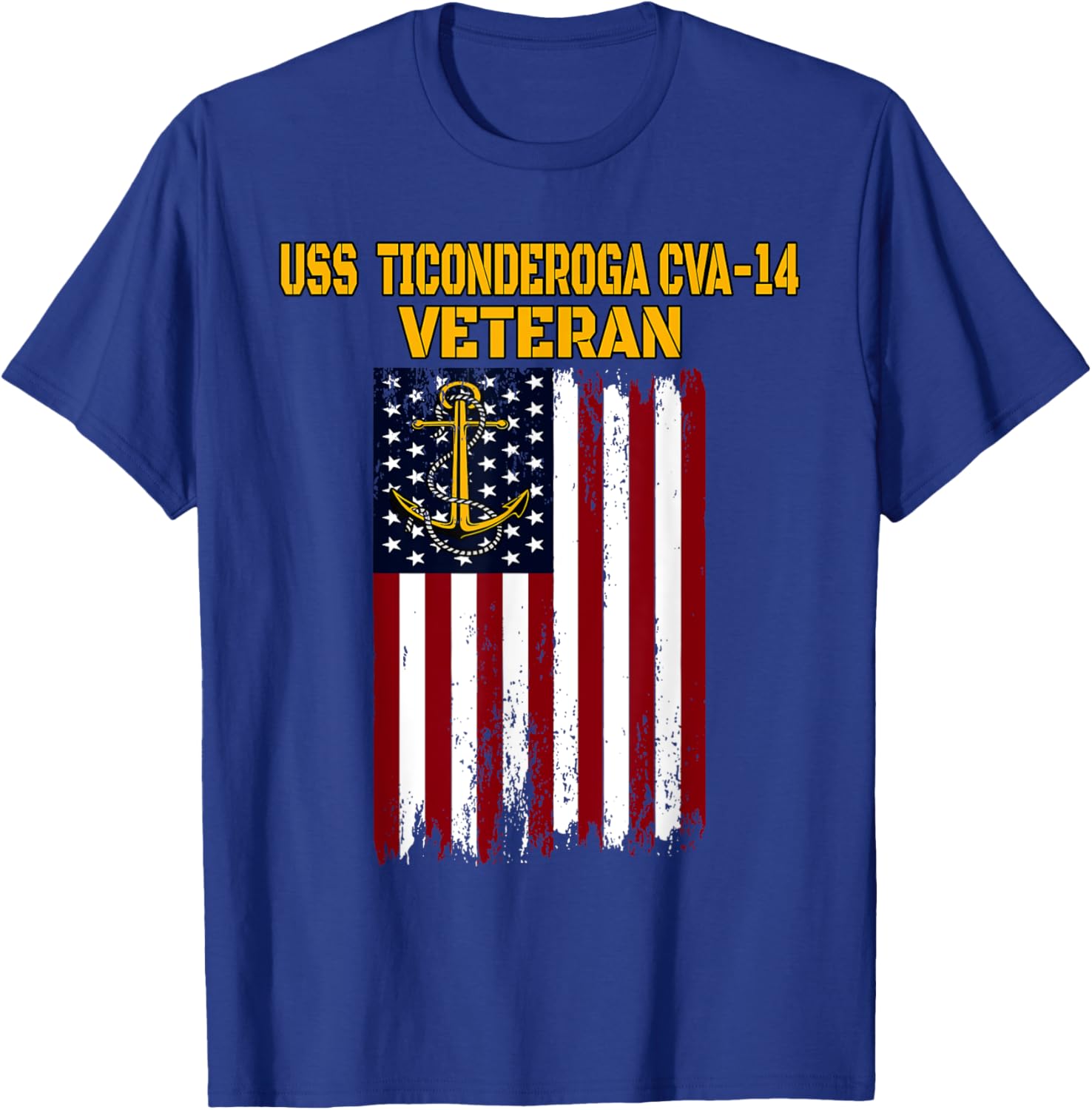 USS Ticonderoga CVA-14 Aircraft Carrier Veterans Day Fathers T-Shirt - T-Shirt | Royal