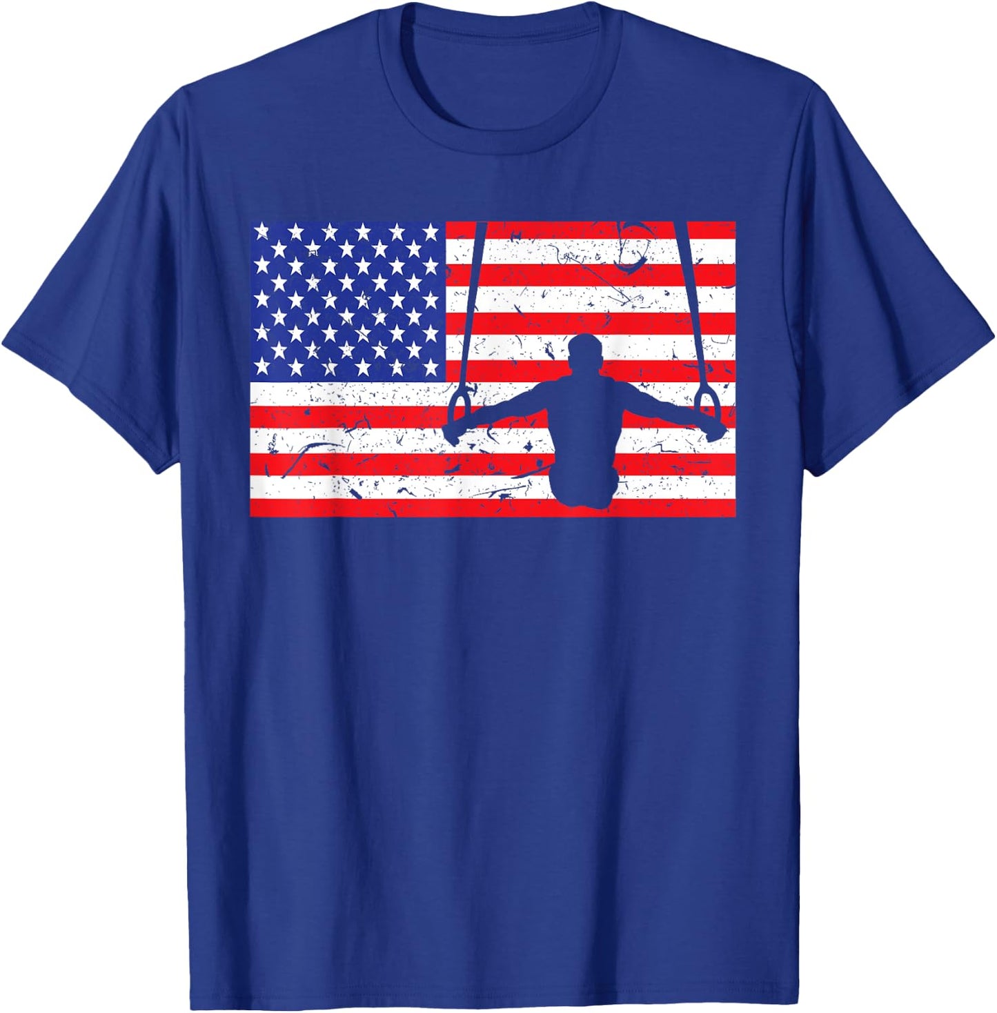 Distressed Gymnastic Rings USA American Flag Vintage Gymnast Kids Men T-Shirt - T-Shirt | Royal