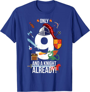 9th Birthday Boy Gift "Only 9 And A Knight Already" T-Shirt - T-Shirt | Royal
