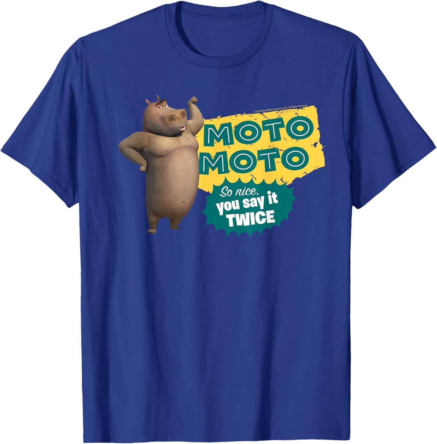 Madagascar Moto Moto Say It Twice Text Poster T-Shirt - T-Shirt | Royal