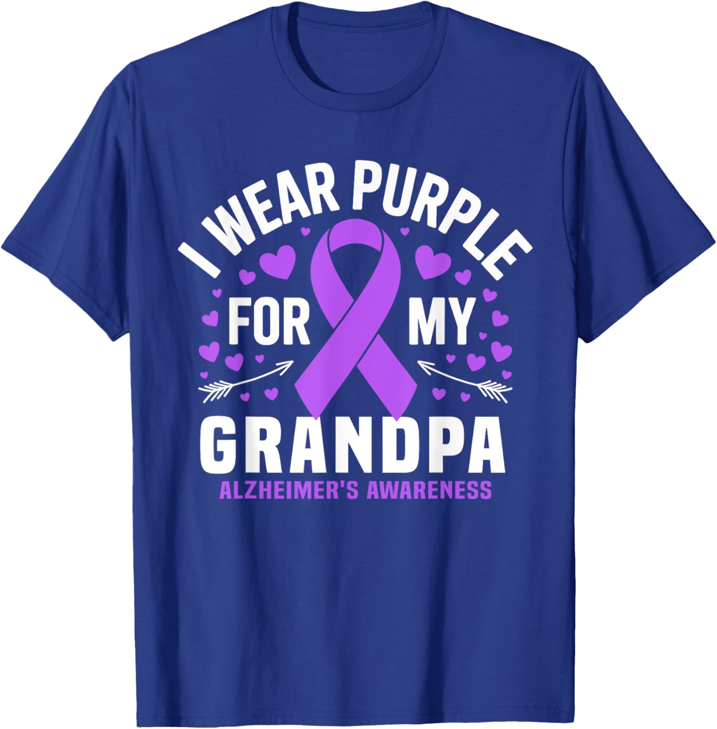 I Wear Purple For My Grandpa Dementia Alzheimer's Awareness T-Shirt - T-Shirt | Royal
