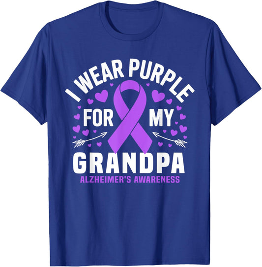 I Wear Purple For My Grandpa Dementia Alzheimer's Awareness T-Shirt - T-Shirt | Royal