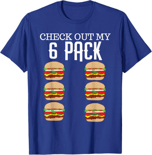 Check Out My Six Pack Hamburger Abs Cheeseburger Gag Gift T-Shirt - T-Shirt | Royal