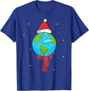 Christmas Planet Earth Pajama Top Santa Space Themed Gift T-Shirt - T-Shirt | Royal