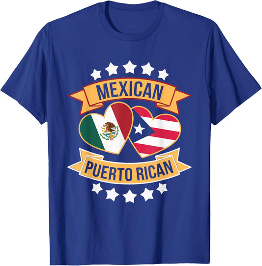 Half Mexican Half Puerto Rican Puerto Rico Flag Mexico T-Shirt - T-Shirt | Royal