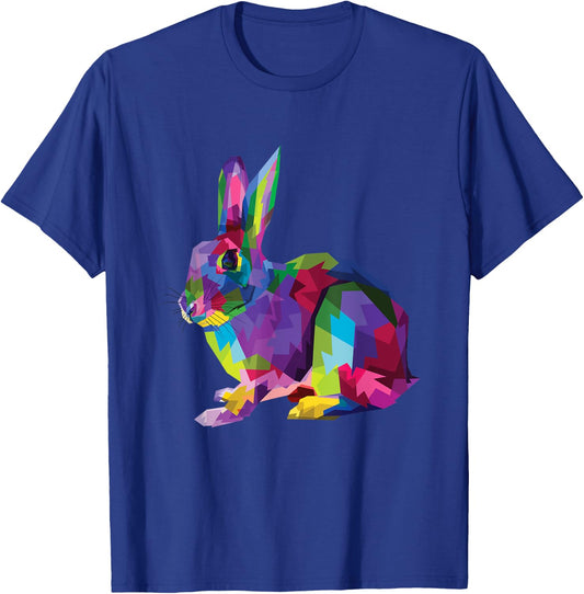 Cute Rainbow Color Bunny Vibrant Meadow Rabbit Tribute T-Shirt - T-Shirt | Royal