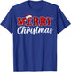 Merry Christmas Buffalo Plaid Red Santa Hat Xmas Pajamas T-Shirt - T-Shirt | Royal