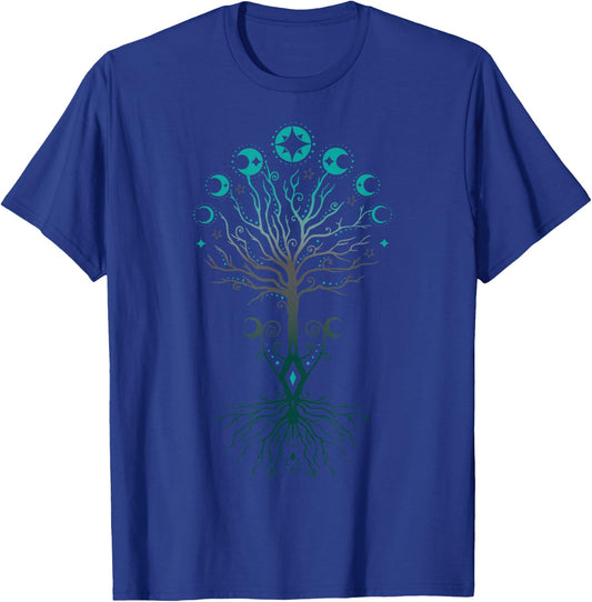 Yggdrasil World Ash - Moon Phases Tree of Life - Pagan Art T-Shirt - T-Shirt | Royal