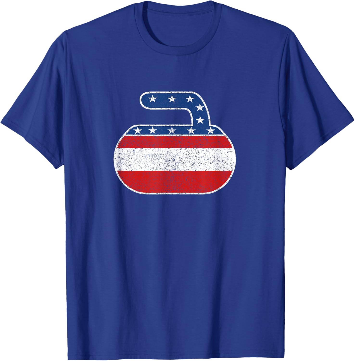 USA Red White and Blue Curling Stone Vintage T-Shirt - T-Shirt | Royal