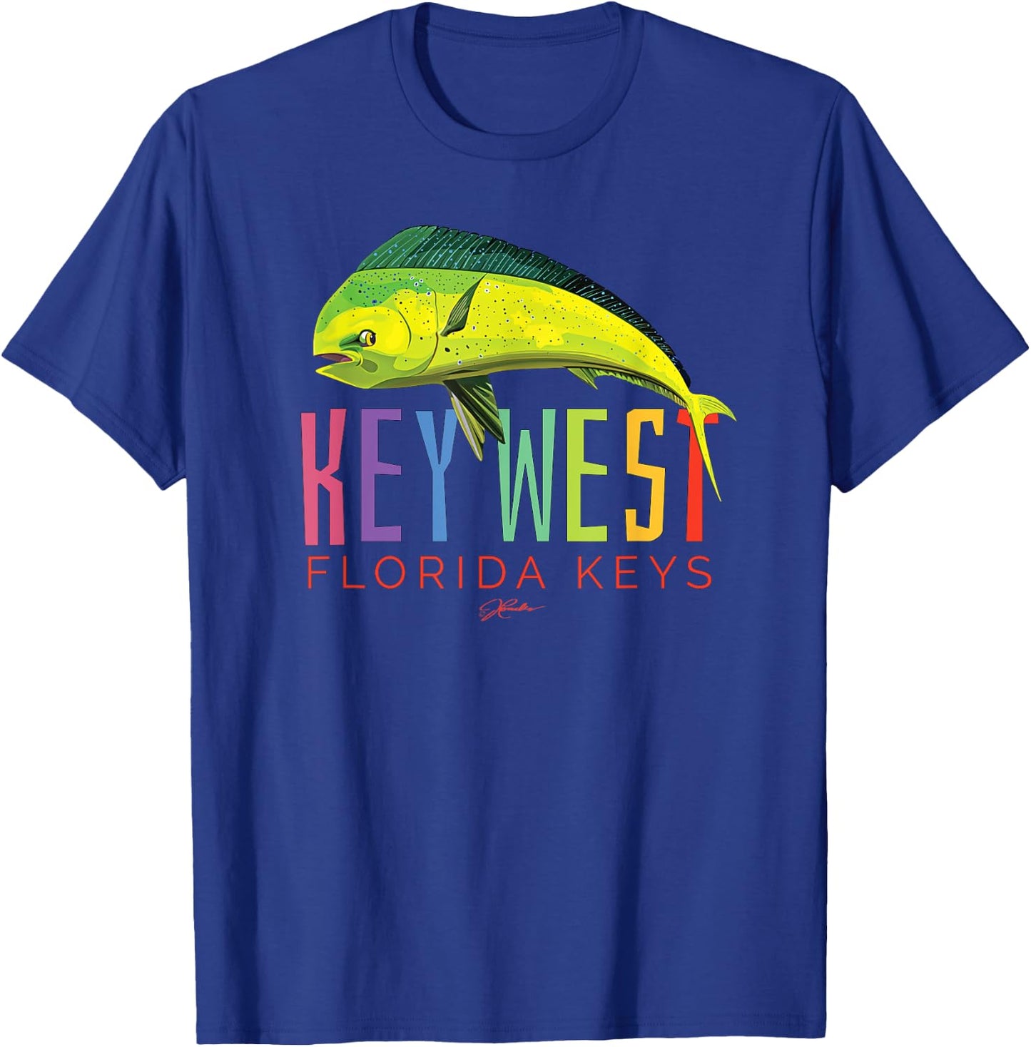 JCombs: Key West, Florida Keys, Dolphin Fish T-Shirt - T-Shirt | Royal