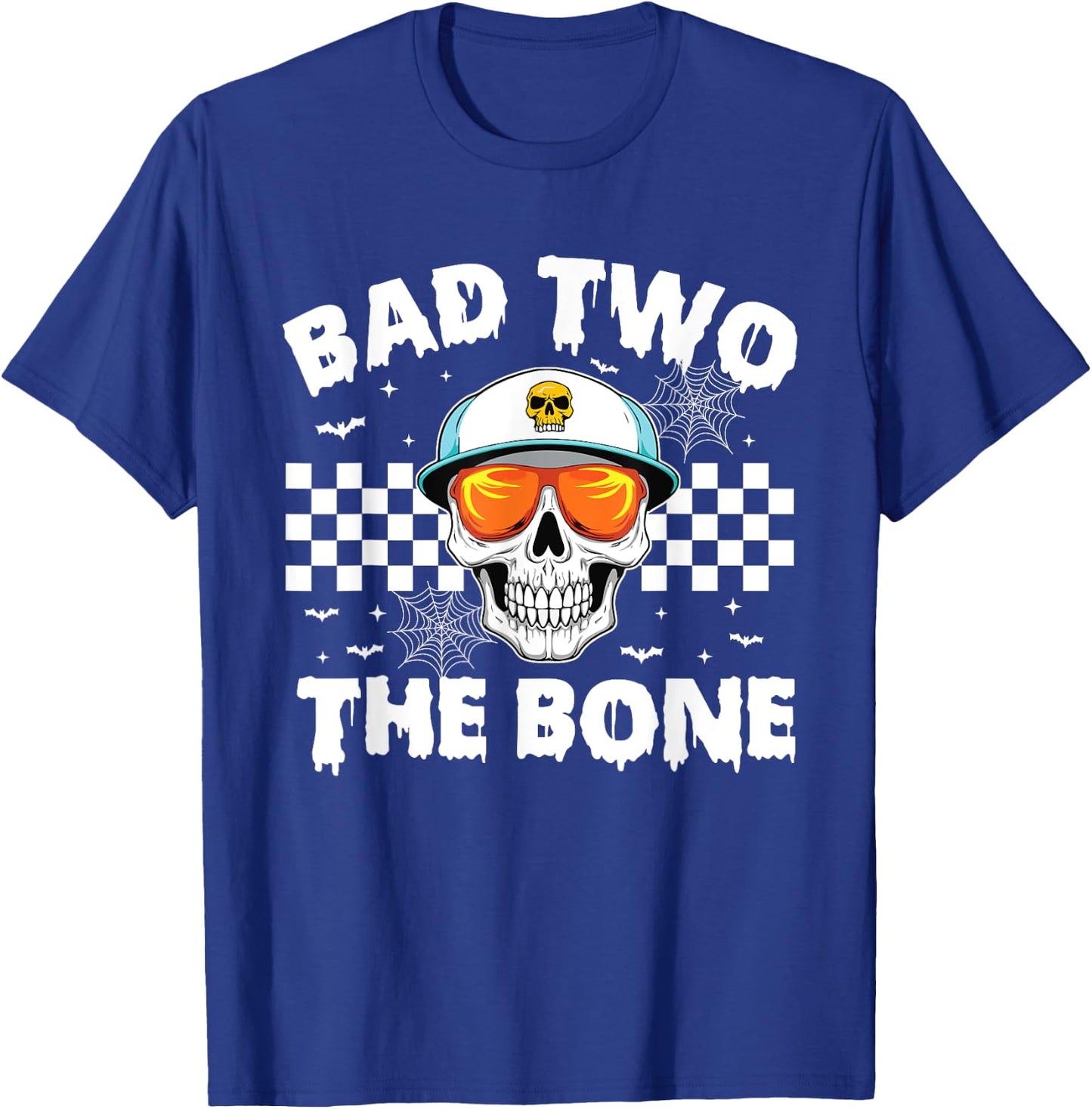 Bad To The Bone Skeleton Halloween TWO Birthday Toddler Kids T-Shirt - T-Shirt | Royal
