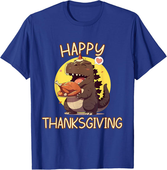 Happy Thanksgiving Kaiju Monster: Turkey Feast Style T-Shirt - T-Shirt | Royal