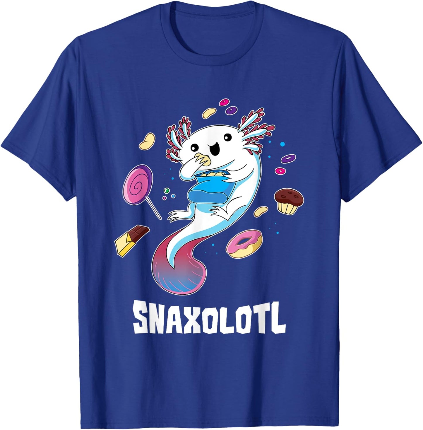 Snaxolotl Kawaii Axolotl Funny Food Lover Amphibian Pet T-Shirt - T-Shirt | Royal