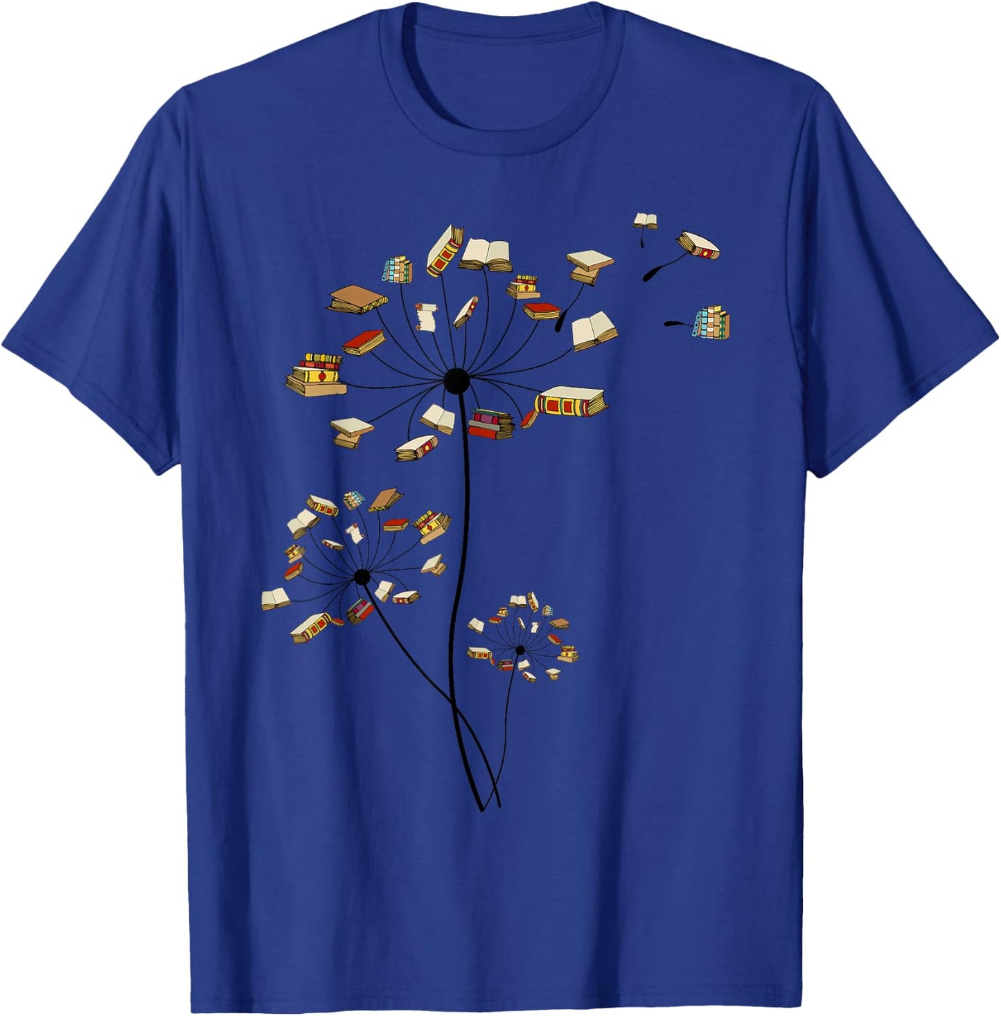 Cute Dandelion Books Flower Fly Reading Fan Club Gift T-Shirt - T-Shirt | Royal