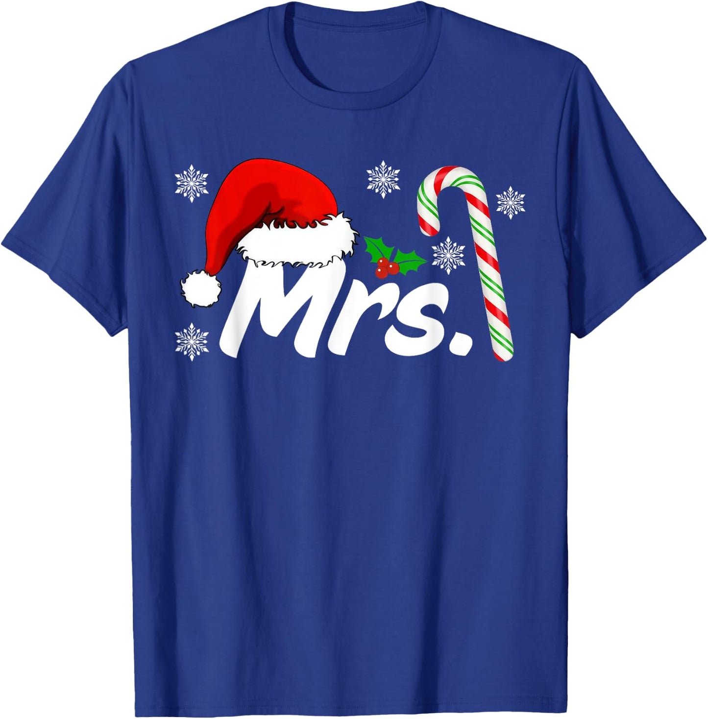Mr And Mrs Santa Hat Couples Matching Christmas His And Her T-Shirt - T-Shirt | Royal