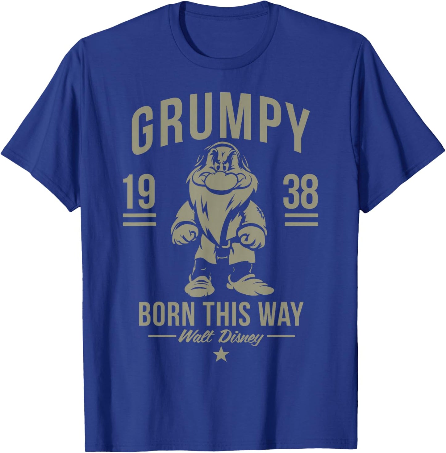 Disney Snow White Grumpy Born This Way 1938 Short Sleeve T-Shirt - T-Shirt | Royal