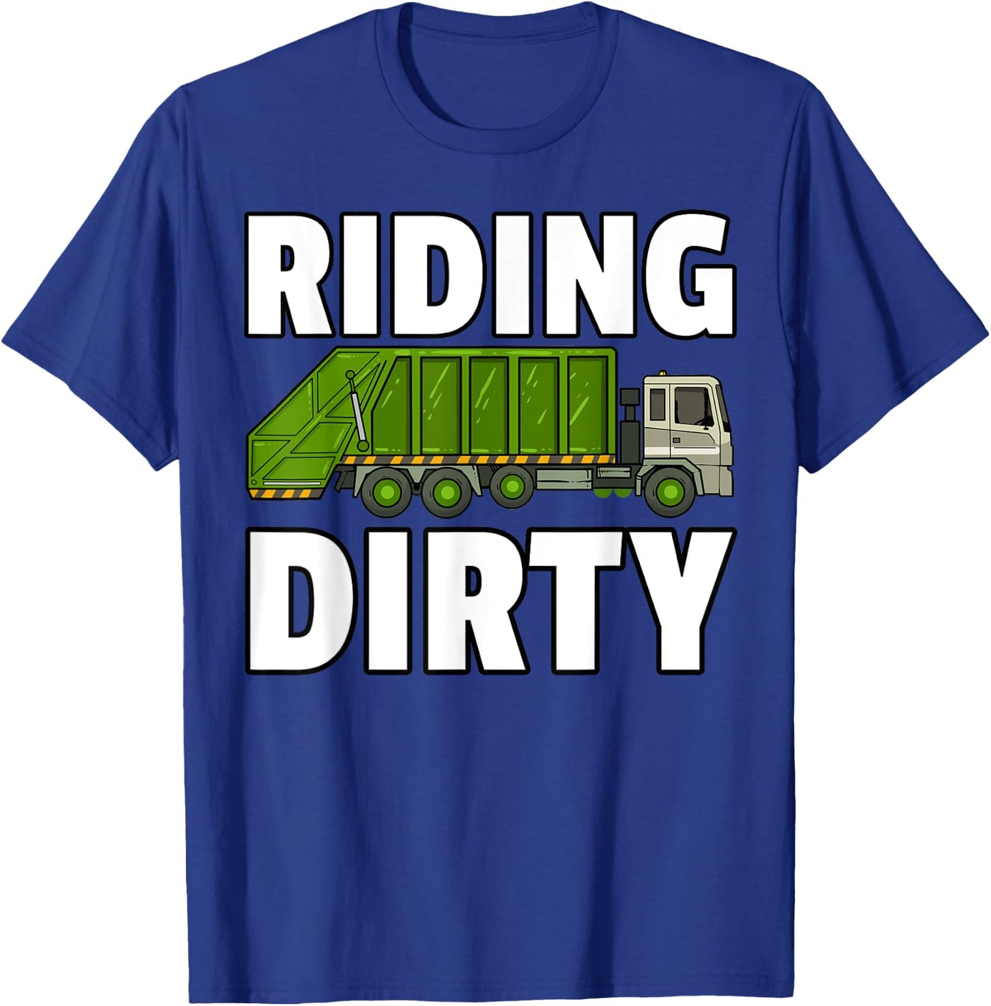 Riding Dirty Garbage Day Trash Truck Recycling Man Kids T-Shirt - T-Shirt | Royal
