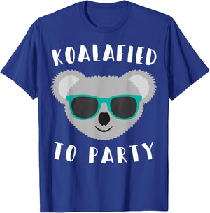Koalafied to Party - Animal Pun Cute and Funny Koala T Shirt T-Shirt - T-Shirt | Royal