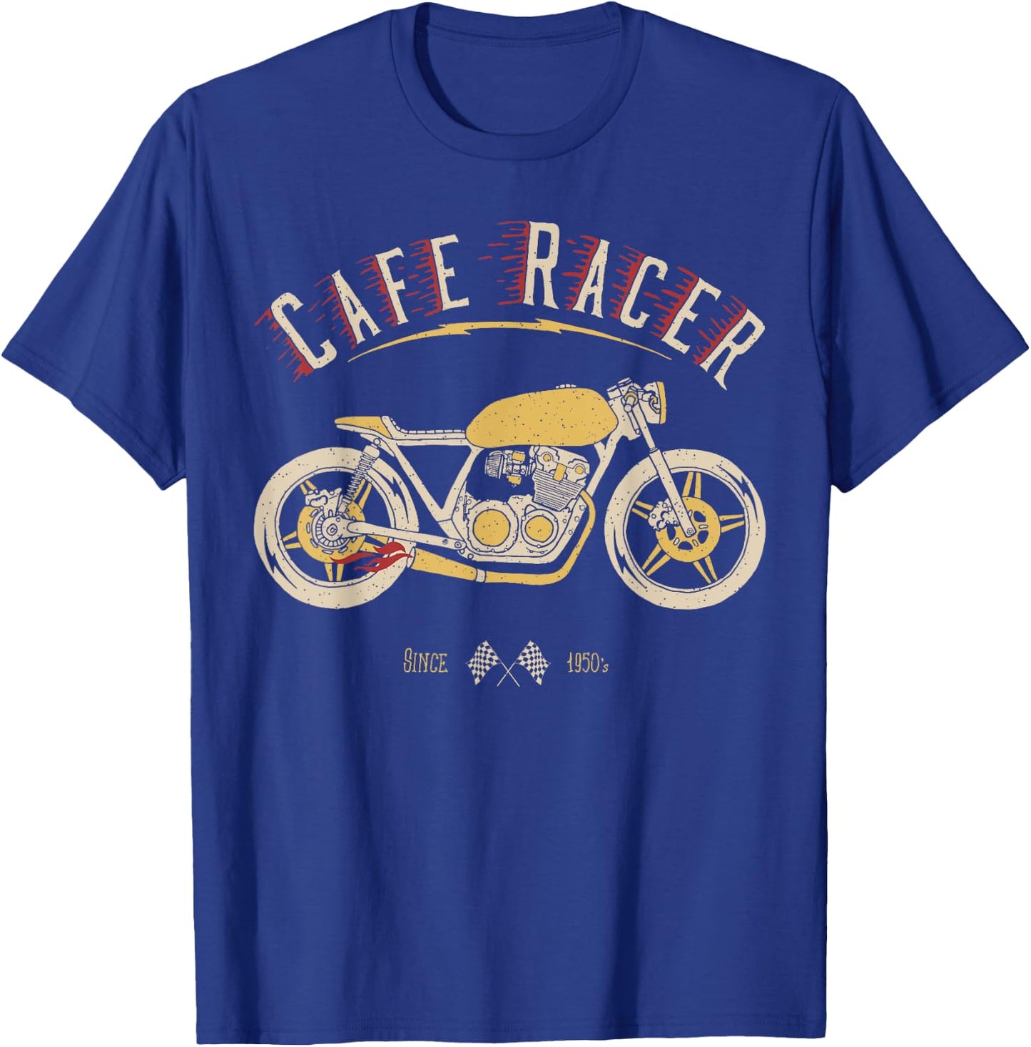 Cafe Racer - Old School - Vintage Motorcycle T-Shirt - T-Shirt | Royal