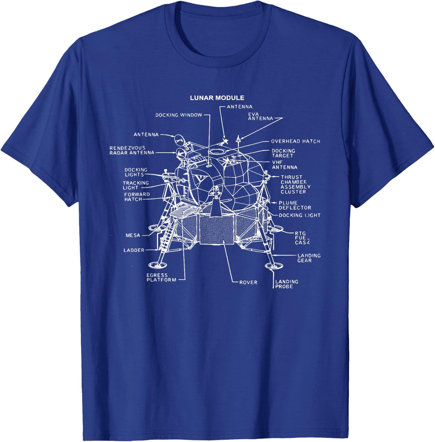 Apollo Lunar Module Moon Landing Moonshot Blueprint T-Shirt - T-Shirt | Royal