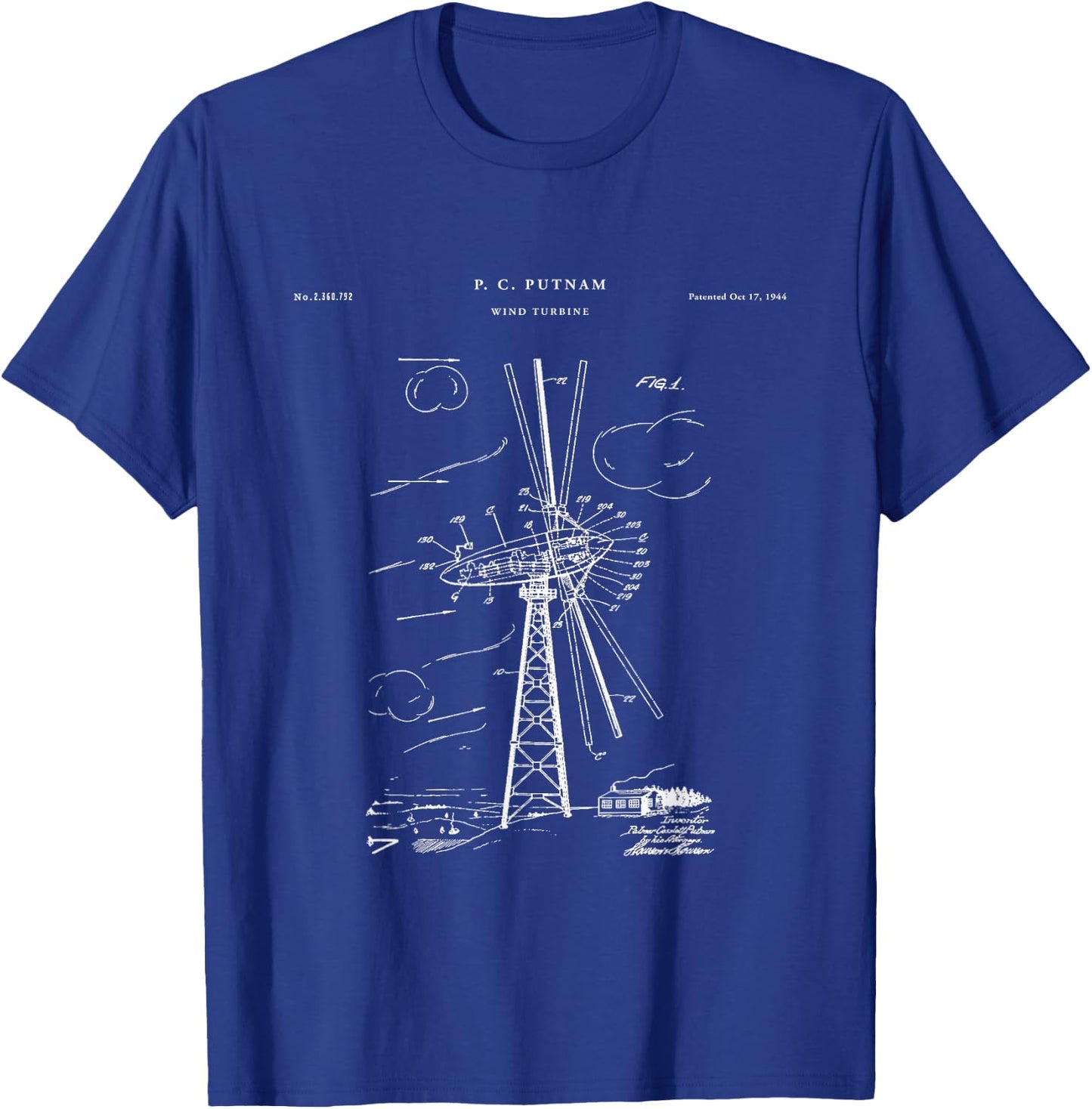 Wind Turbine Patent - Turbine T-Shirt - T-Shirt | Royal