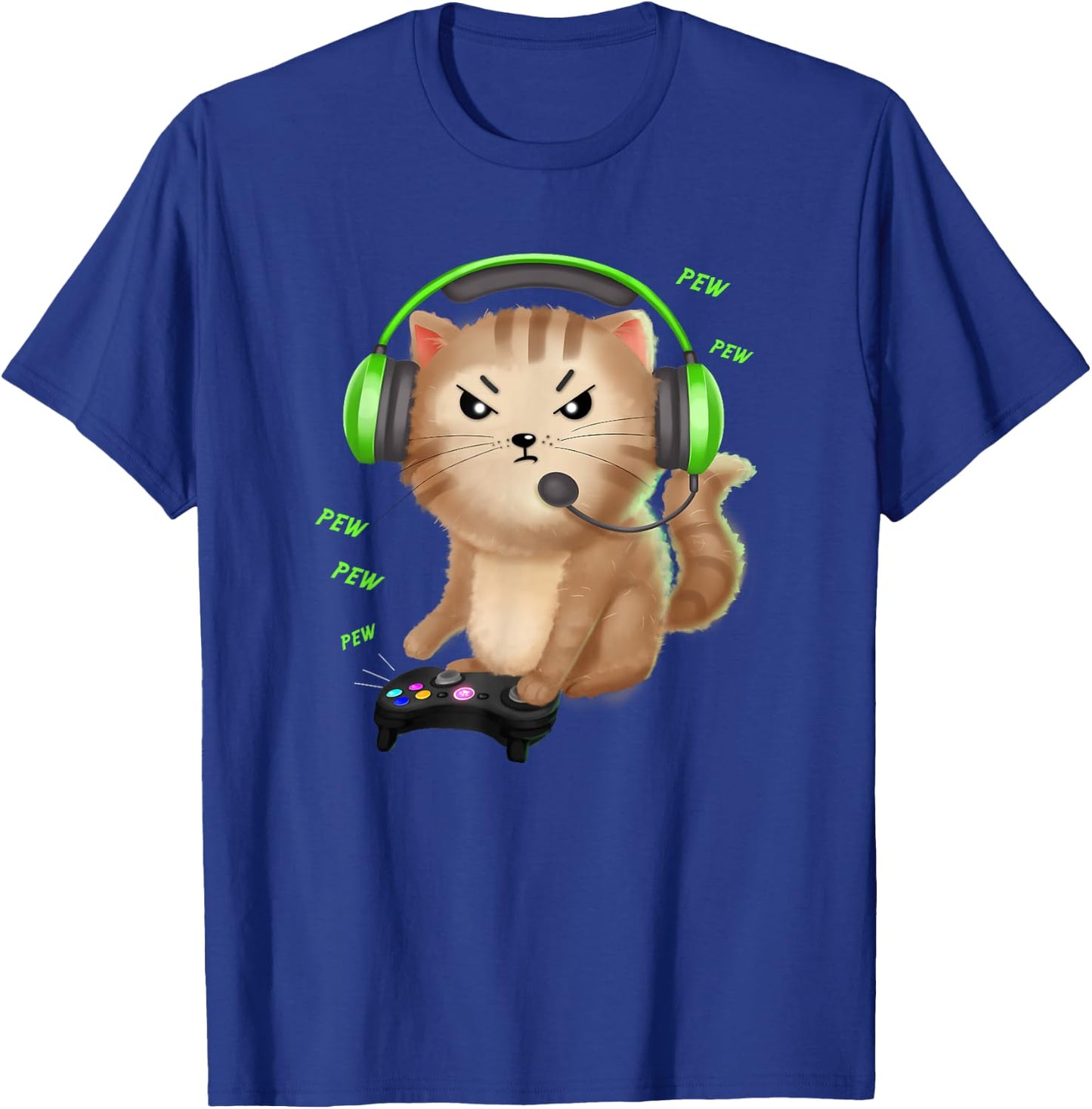 Cat Gaming Gift Video Games Lover Nerd Girl T-Shirt - T-Shirt | Royal