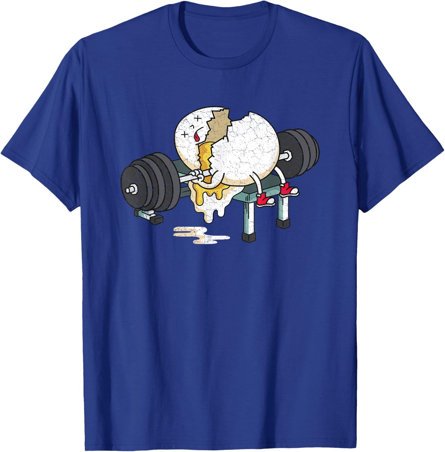 Funny Smashed Egg Fitness Gym Barbells Lifting Workout T-Shirt - T-Shirt | Royal