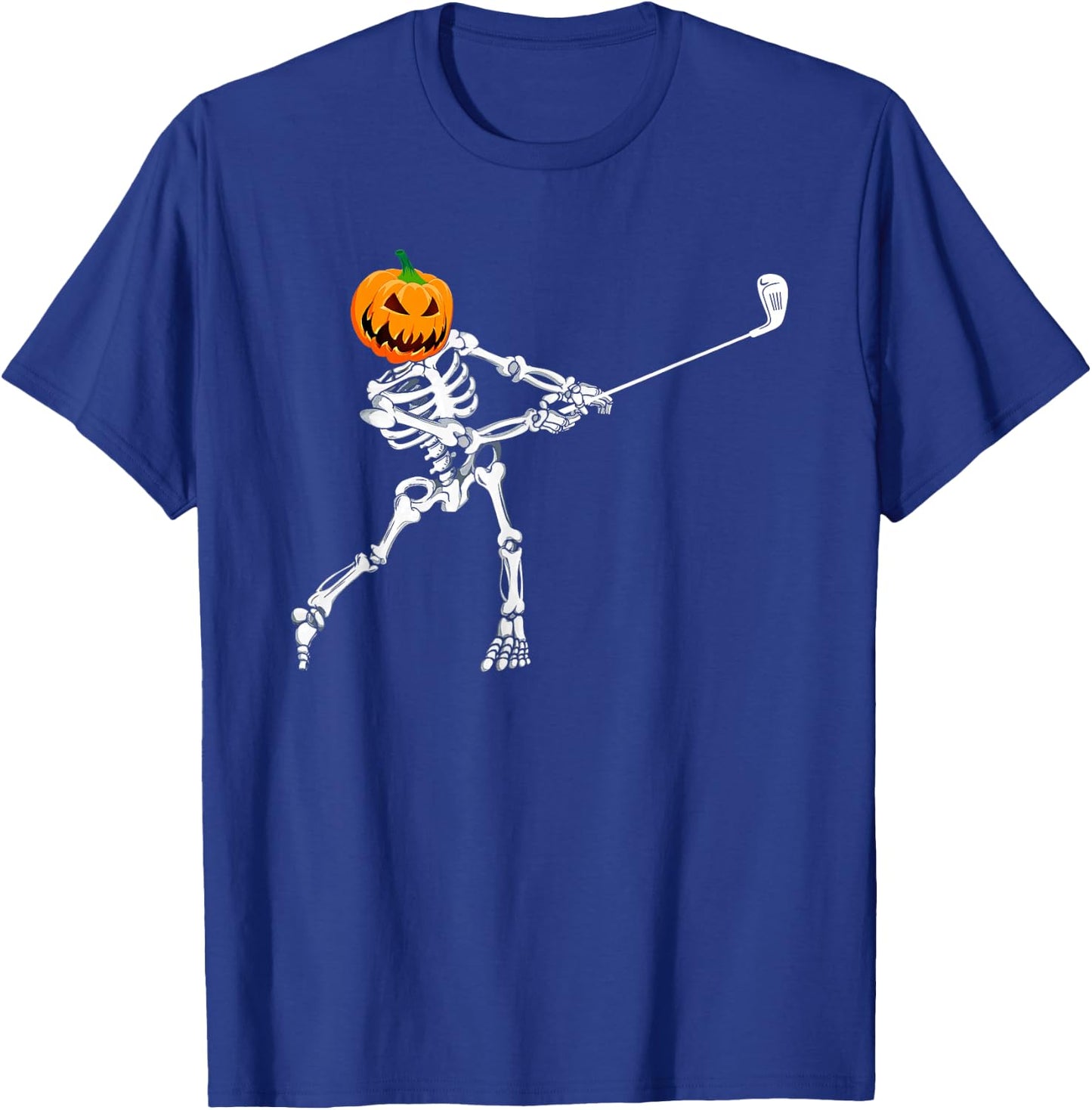 Skeleton Golf Halloween Pumpkin Golfing Golfer T-Shirt - T-Shirt | Royal