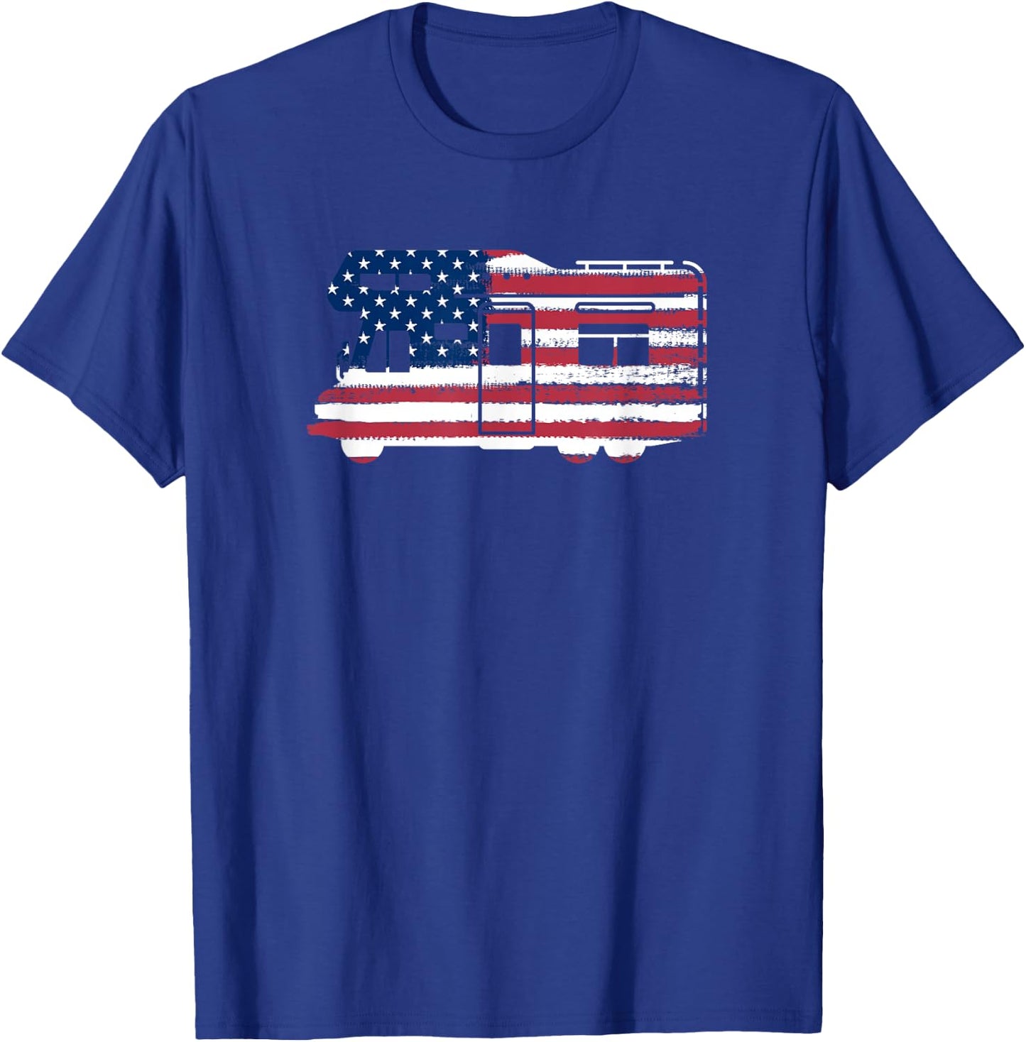 Rv Camper Driver Motorhome T Shirt Gift with USA Flag T-Shirt - T-Shirt | Royal