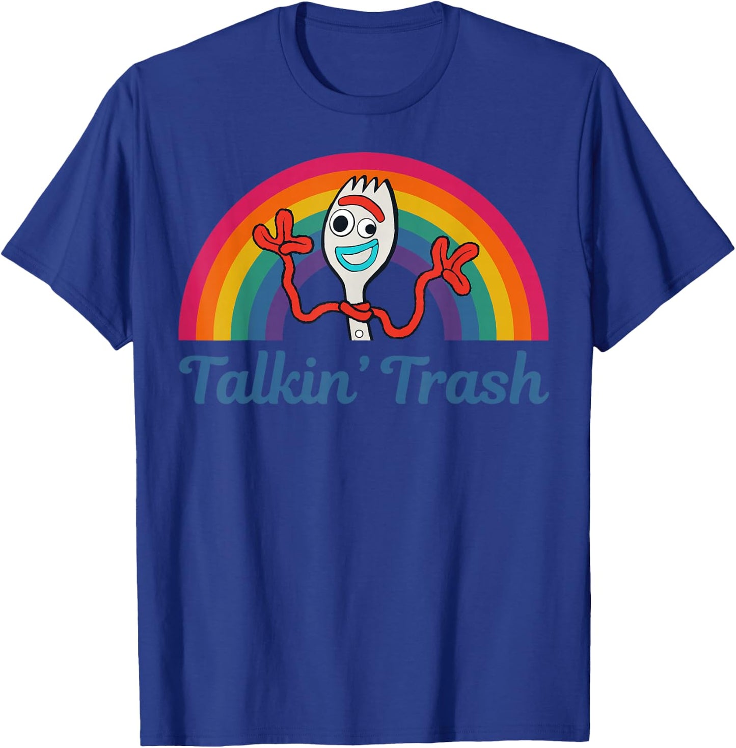Disney Pixar Toy Story 4 Forky Talkin' Trash Rainbow Poster T-Shirt - T-Shirt | Royal