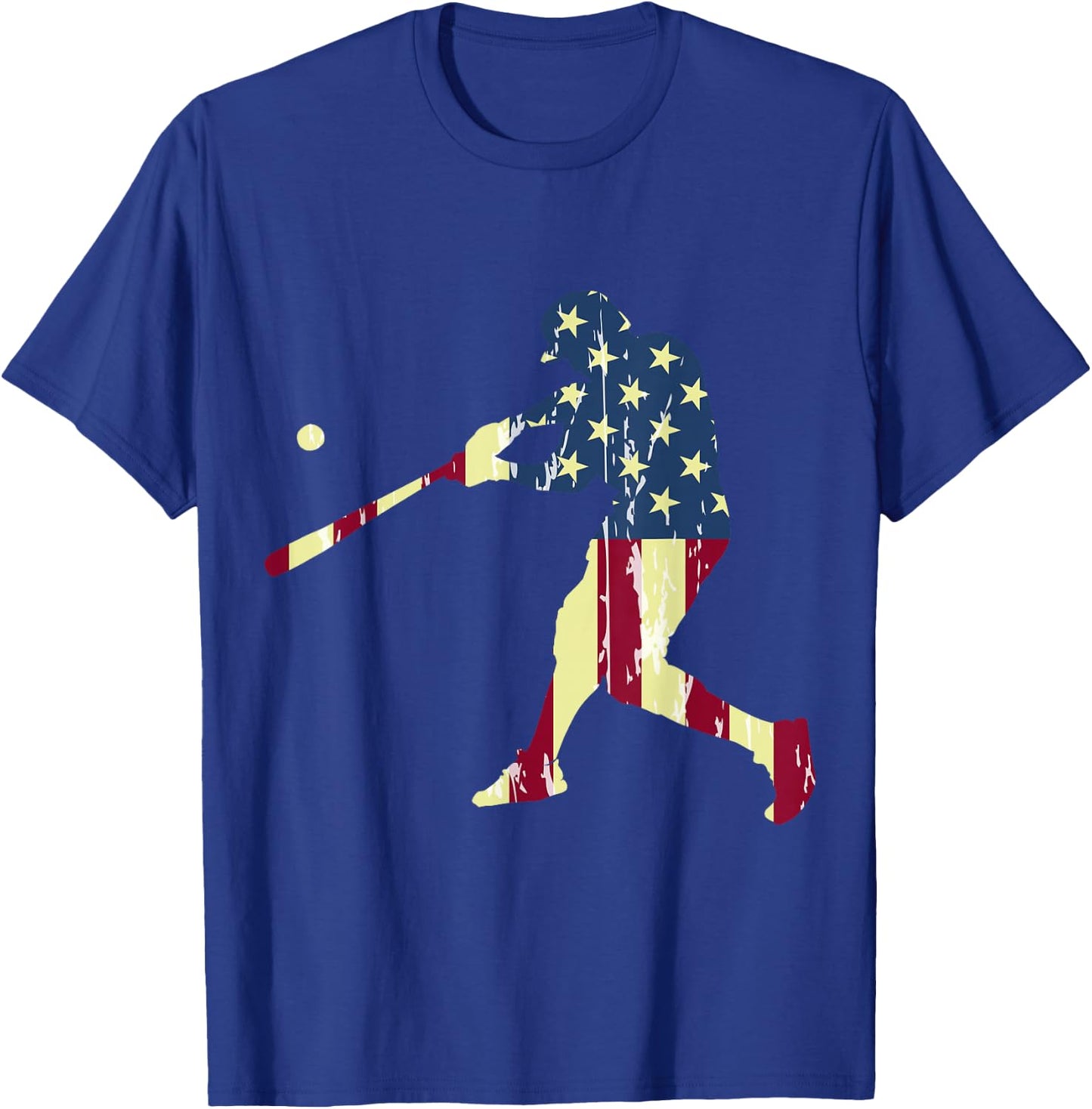 Patriotic American Flag Baseball Shirt, Baseball Men T-Shirt - T-Shirt | Royal