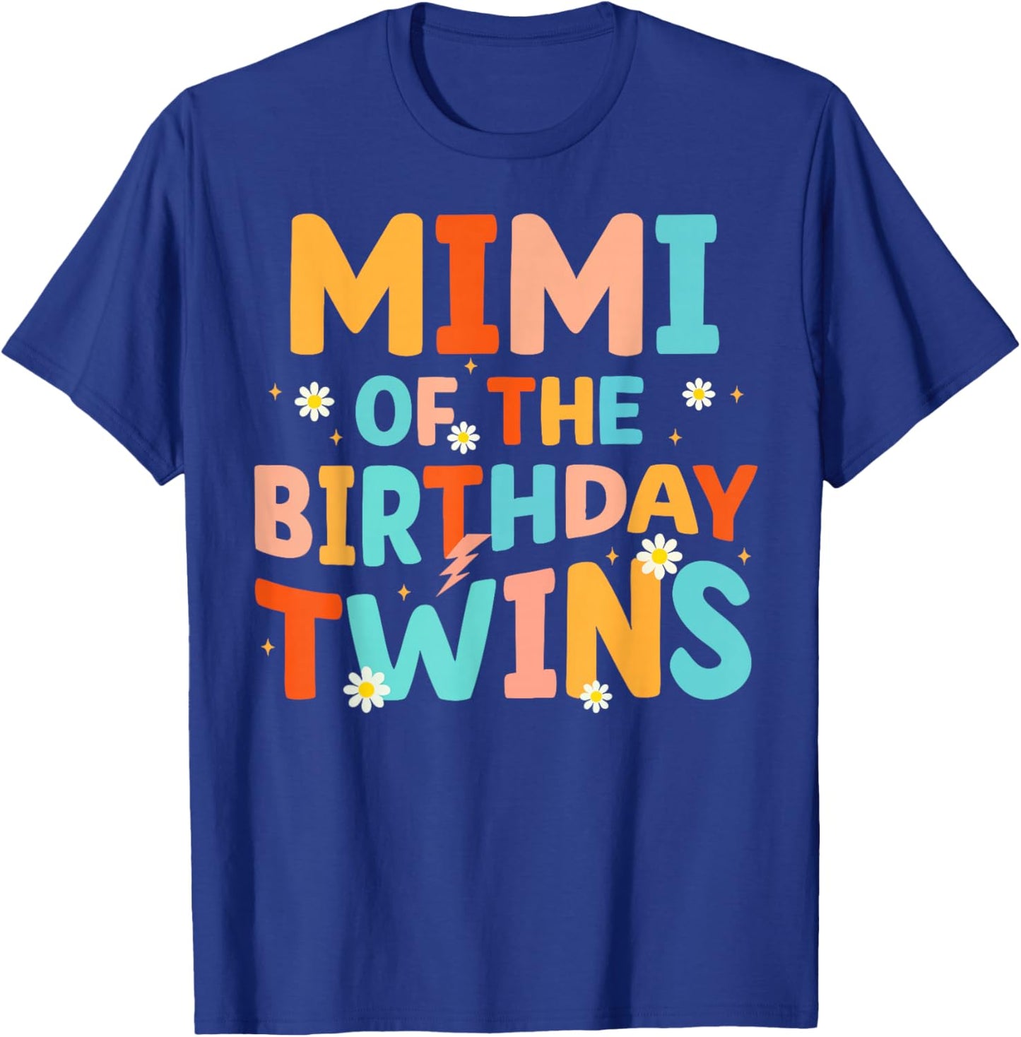 Mimi Of The Birthday Twins Kids Party Retro Bday T-Shirt - T-Shirt | Royal
