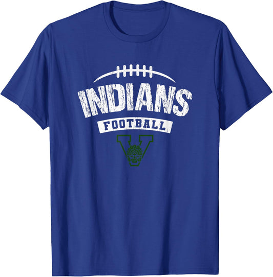 Venice Indians Logo Football Distressed HS T-Shirt - T-Shirt | Royal