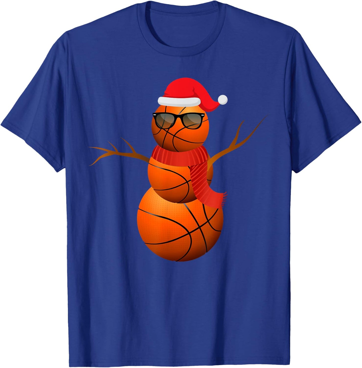 Funny Basketball Snowman Holiday Spirit Christmas Pajama T-Shirt - T-Shirt | Royal