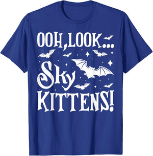 Oh Look Sky Kittens Funny Bat Lover Halloween T-Shirt - T-Shirt | Royal