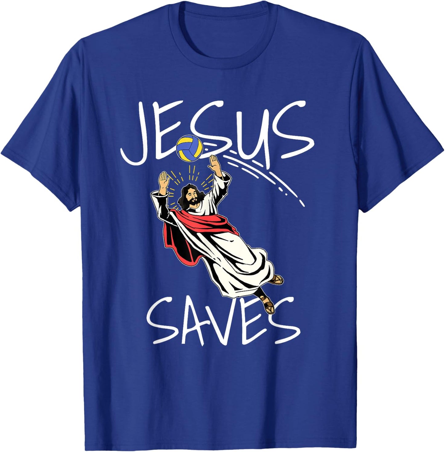 Funny Jesus Saves Volleyball Gift Volleyball Team T-Shirt - T-Shirt | Royal