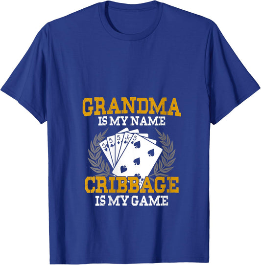 Grandma Is My Name Cribbage Is My Game - Crib Funny Gift V-Neck T-Shirt - T-Shirt | Royal
